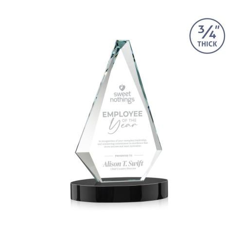 Awards and Trophies - Crystal Awards - Windsor Black on Alberton Base Diamond Crystal Award