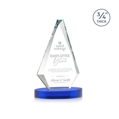 Awards and Trophies - Crystal Awards - Windsor Blue on Alberton Base Diamond Crystal Award