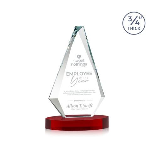 Awards and Trophies - Crystal Awards - Windsor Red on Alberton Base Diamond Crystal Award