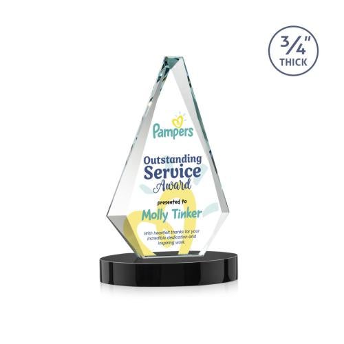 Awards and Trophies - Crystal Awards - Windsor Full Color Black on Alberton Base Diamond Crystal Award