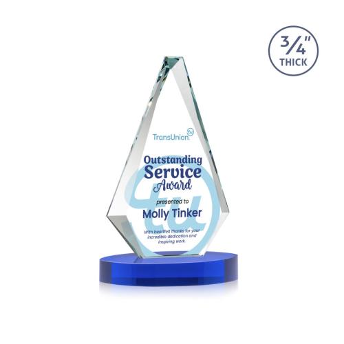 Awards and Trophies - Crystal Awards - Windsor Full Color Blue on Alberton Base Diamond Crystal Award