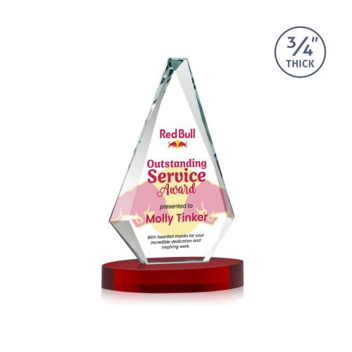 Awards and Trophies - Crystal Awards - Windsor Full Color Red on Alberton Base Diamond Crystal Award