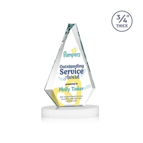 Awards and Trophies - Crystal Awards - Windsor Full Color White on Alberton Base Diamond Crystal Award