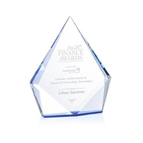 Awards and Trophies - Crystal Awards - Shelton Blue Diamond Crystal Award