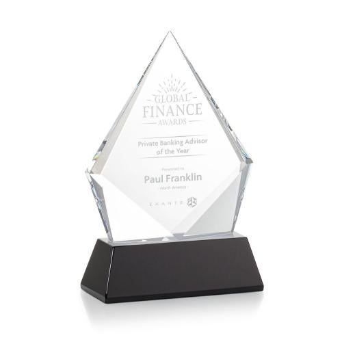 Awards and Trophies - Crystal Awards - Shelton Black on Newhaven Base Diamond Crystal Award