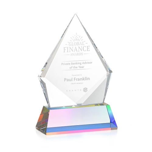 Awards and Trophies - Crystal Awards - Shelton Prismatic on Newhaven Base Diamond Crystal Award