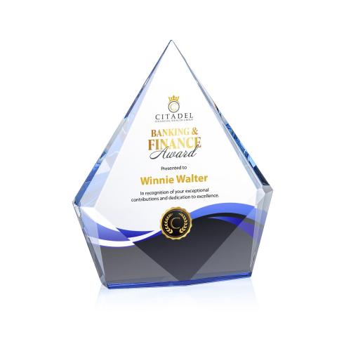 Awards and Trophies - Crystal Awards - Shelton Full Color Blue Diamond Crystal Award