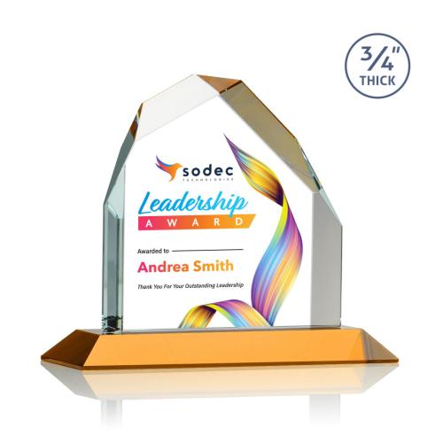 Awards and Trophies - Crystal Awards - Austere Peak Full Color Amber Peaks Crystal Award