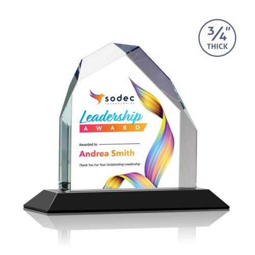 Awards and Trophies - Crystal Awards - Austere Peak Full Color Black Peaks Crystal Award