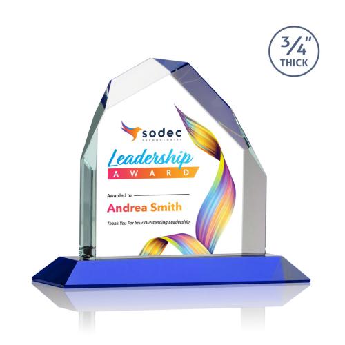 Awards and Trophies - Crystal Awards - Austere Peak Full Color Blue Peaks Crystal Award