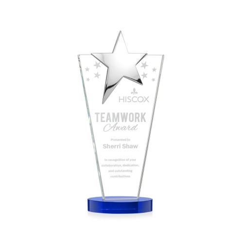 Awards and Trophies - Crystal Awards - Mantella Chrome Blue Star Crystal Award