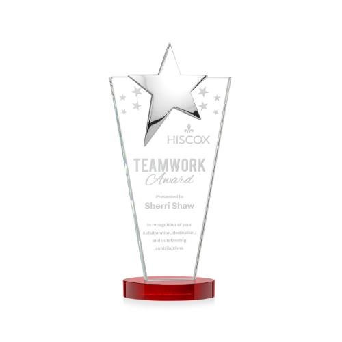 Awards and Trophies - Crystal Awards - Mantella Chrome Red Star Crystal Award