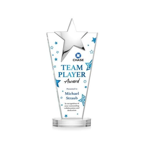 Awards and Trophies - Crystal Awards - Mantella Chrome Full Color Clear Star Crystal Award
