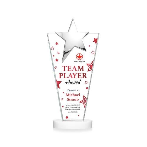 Awards and Trophies - Crystal Awards - Mantella Chrome Full Color White Star Crystal Award