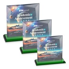 Tanner Full Color Green Square / Cube Crystal Award - Crystal Awards