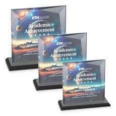 Tanner Full Color Black Square / Cube Crystal Award - Desktop Awards