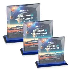 Tanner Full Color Blue Square / Cube Crystal Award - Crystal Awards