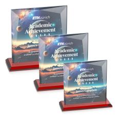 Tanner Full Color Red Square / Cube Crystal Award - Crystal Awards