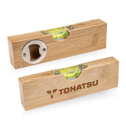 Promotional Products - Auto and Tools - Multi-Tools - Borinda Bamboo Bottle Opener w/Level
