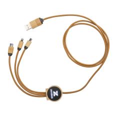 Ballmer Bamboo Light-Up Multi-Charge Cable - Promotional Products