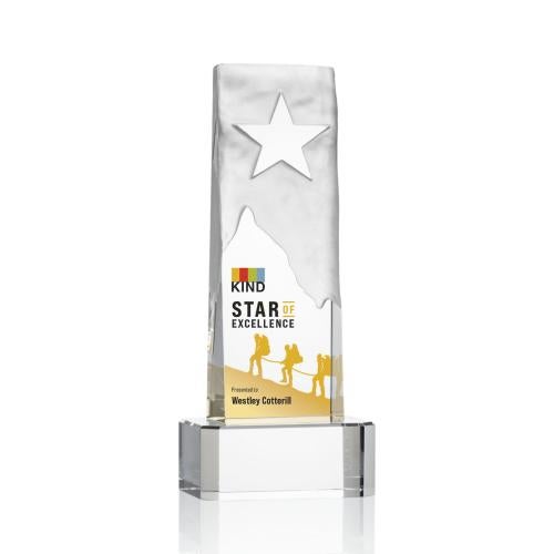 Awards and Trophies - Crystal Awards - Stapleton Star Full Color Clear on Base Rectangle Crystal Award