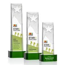 Stapleton Star Full Color Green on Base Rectangle Crystal Award - Crystal Awards