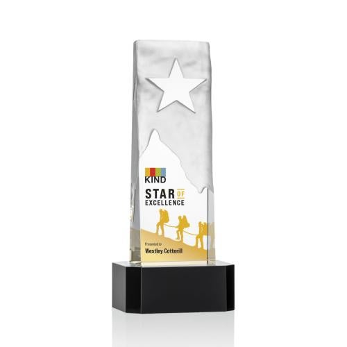 Awards and Trophies - Crystal Awards - Stapleton Star Full Color Black on Base Rectangle Crystal Award