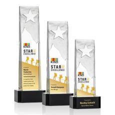 Stapleton Star Full Color Black on Base Rectangle Crystal Award - Full Color Imprint