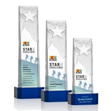 Stapleton Star Full Color Blue on Base Rectangle Crystal Award - Crystal Awards