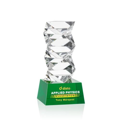 Awards and Trophies - Crystal Awards - Callucci Full Color Green on Robson Base Towers Crystal Award