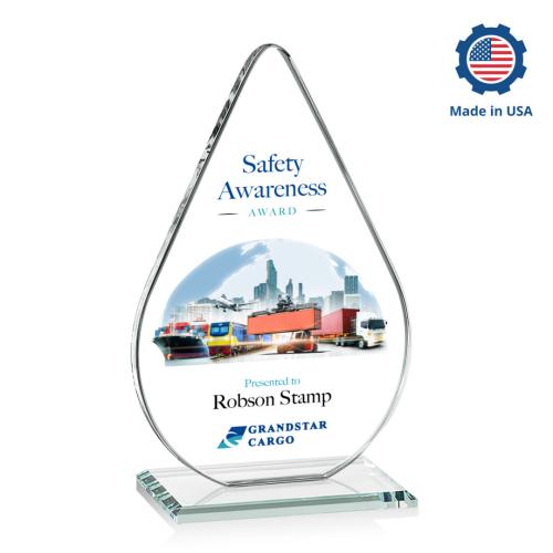 Awards and Trophies - Crystal Awards - Glenhazel Full Color Tear Drop Crystal Award