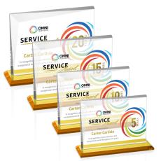 Mirela Full Color Amber Rectangle Crystal Award - Full Color Imprint