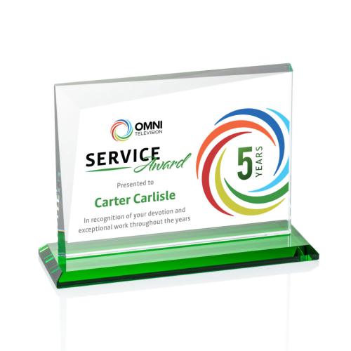 Awards and Trophies - Crystal Awards - Mirela Full Color Green Rectangle Crystal Award