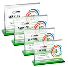 Mirela Full Color Green Rectangle Crystal Award - Crystal Awards