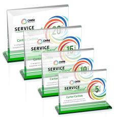 Mirela Full Color Green Rectangle Crystal Award - Full Color Imprint