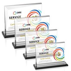 Mirela Full Color Black Rectangle Crystal Award - Full Color Imprint