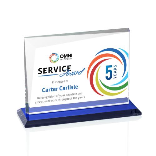 Awards and Trophies - Crystal Awards - Mirela Full Color Blue Rectangle Crystal Award