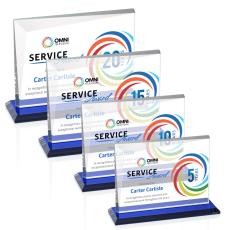 Mirela Full Color Blue Rectangle Crystal Award - Colored Crystal Awards