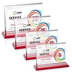 Mirela Full Color Red Rectangle Crystal Award - Colored Crystal Awards