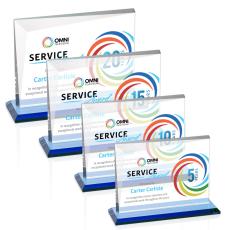 Mirela Full Color Sky Blue Rectangle Crystal Award - Full Color Imprint