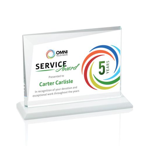 Awards and Trophies - Crystal Awards - Mirela Full Color White Rectangle Crystal Award