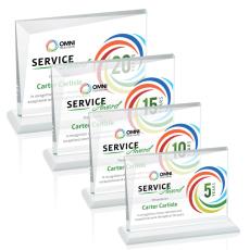 Mirela Full Color White Rectangle Crystal Award - Full Color Imprint
