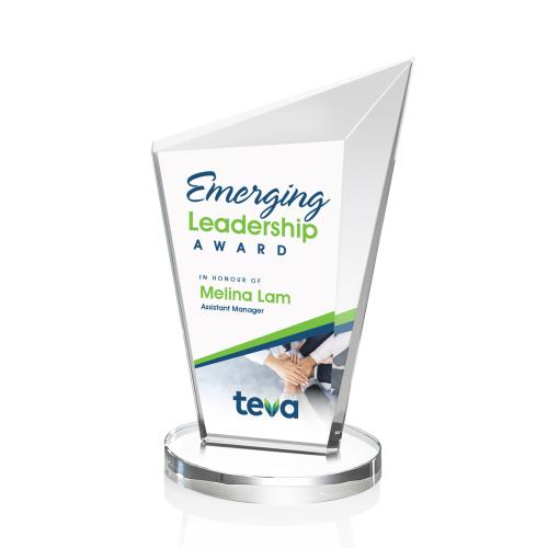 Awards and Trophies - Crystal Awards - Wiltshire Full Color Clear Peaks Crystal Award