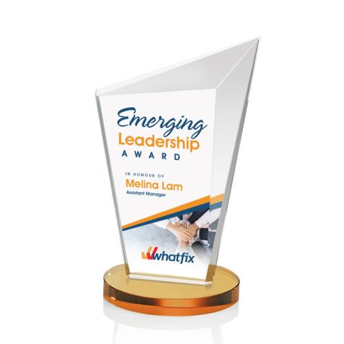 Awards and Trophies - Crystal Awards - Wiltshire Full Color Amber Peaks Crystal Award