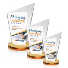 Wiltshire Full Color Amber Peaks Crystal Award - Crystal Awards