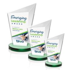 Wiltshire Full Color Green Peaks Crystal Award - Crystal Awards