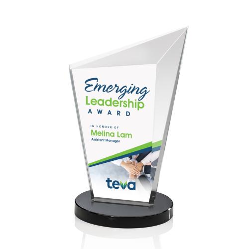 Awards and Trophies - Crystal Awards - Wiltshire Full Color Black Peaks Crystal Award