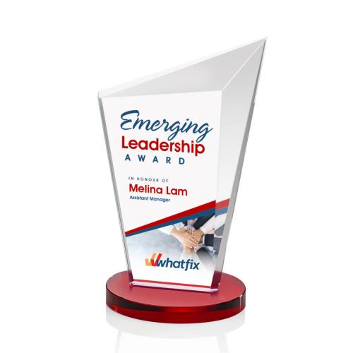 Awards and Trophies - Crystal Awards - Wiltshire Full Color Red Peaks Crystal Award