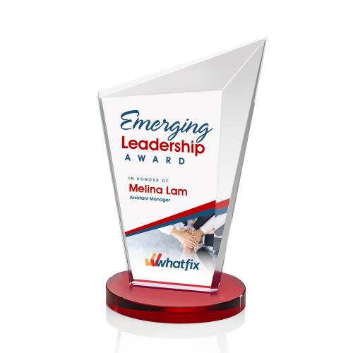 Awards and Trophies - Crystal Awards - Wiltshire Full Color Red Peaks Crystal Award