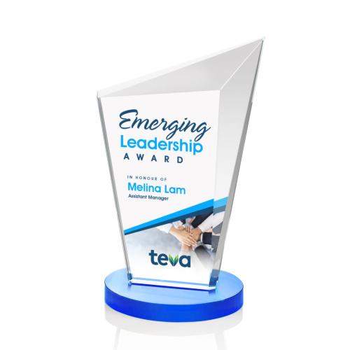Awards and Trophies - Crystal Awards - Wiltshire Full Color Sky Blue Peaks Crystal Award